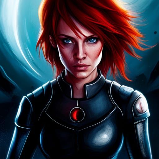 Redhead in Sci-Fi Style: Hyperrealistic Splash Art