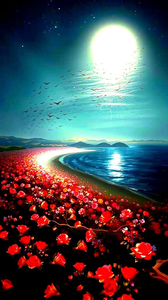 Vibrant Coastal Scene with Blooming Flowers