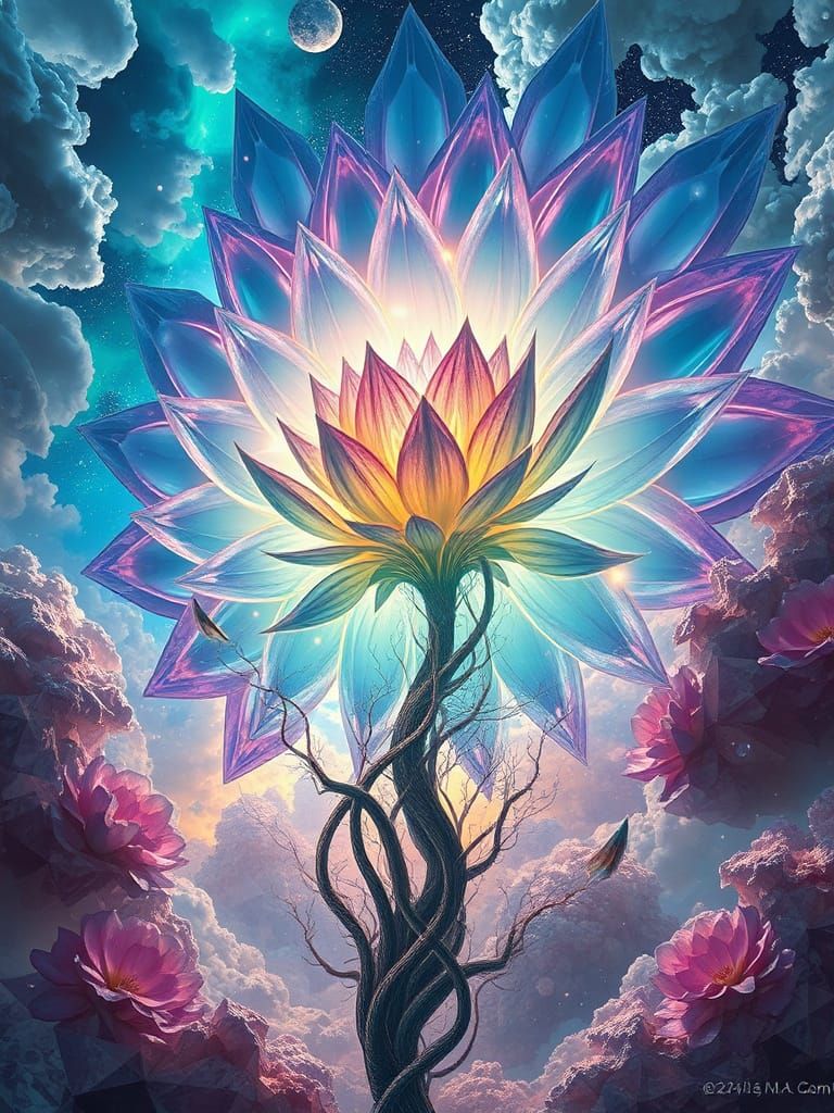 Celestial Bloomscapes in Digital Surrealism