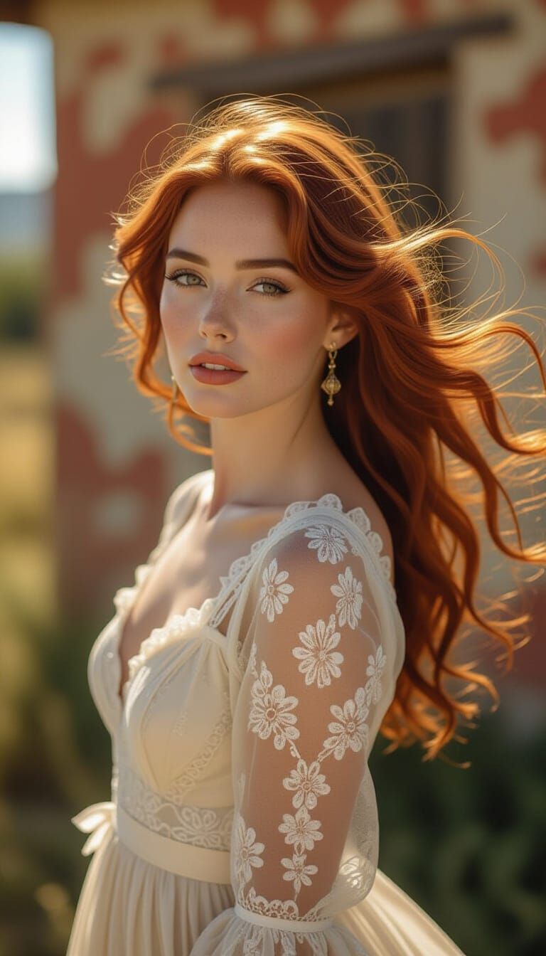 Auburn Beauty in Chicano Art Style