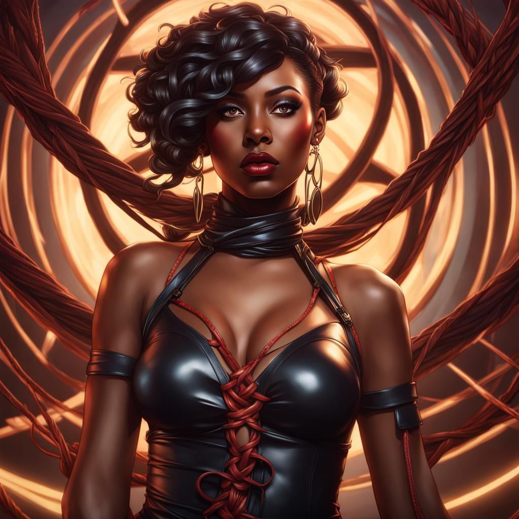 Shibari Latex Portrait in Hyperdetailed Style