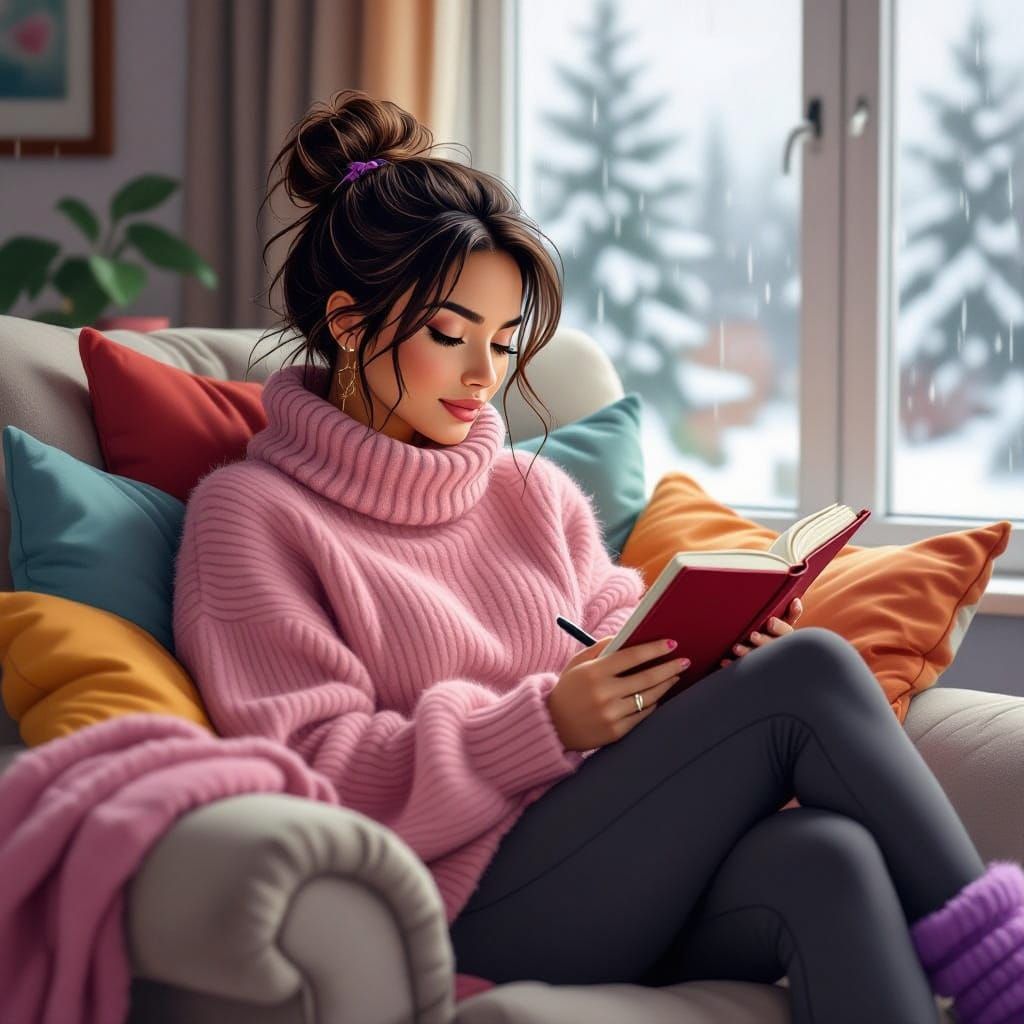 Cozy Moment of Contemplation in a Warm Atmosphere