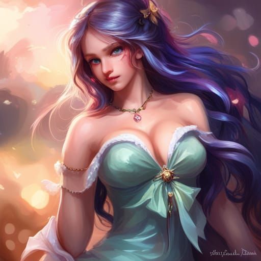 Pisces Goddess Portrait in Digital Art Style