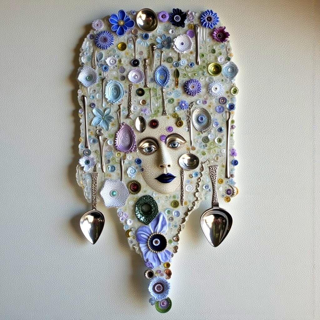 Surreal Kitchen Goddess in Mosaic Landscape