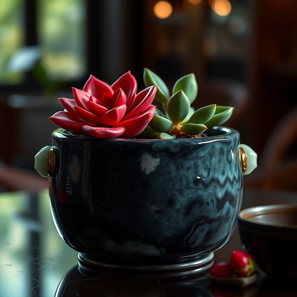 Luxurious Botanical Still Life in Dark, Elegant Atmosphere