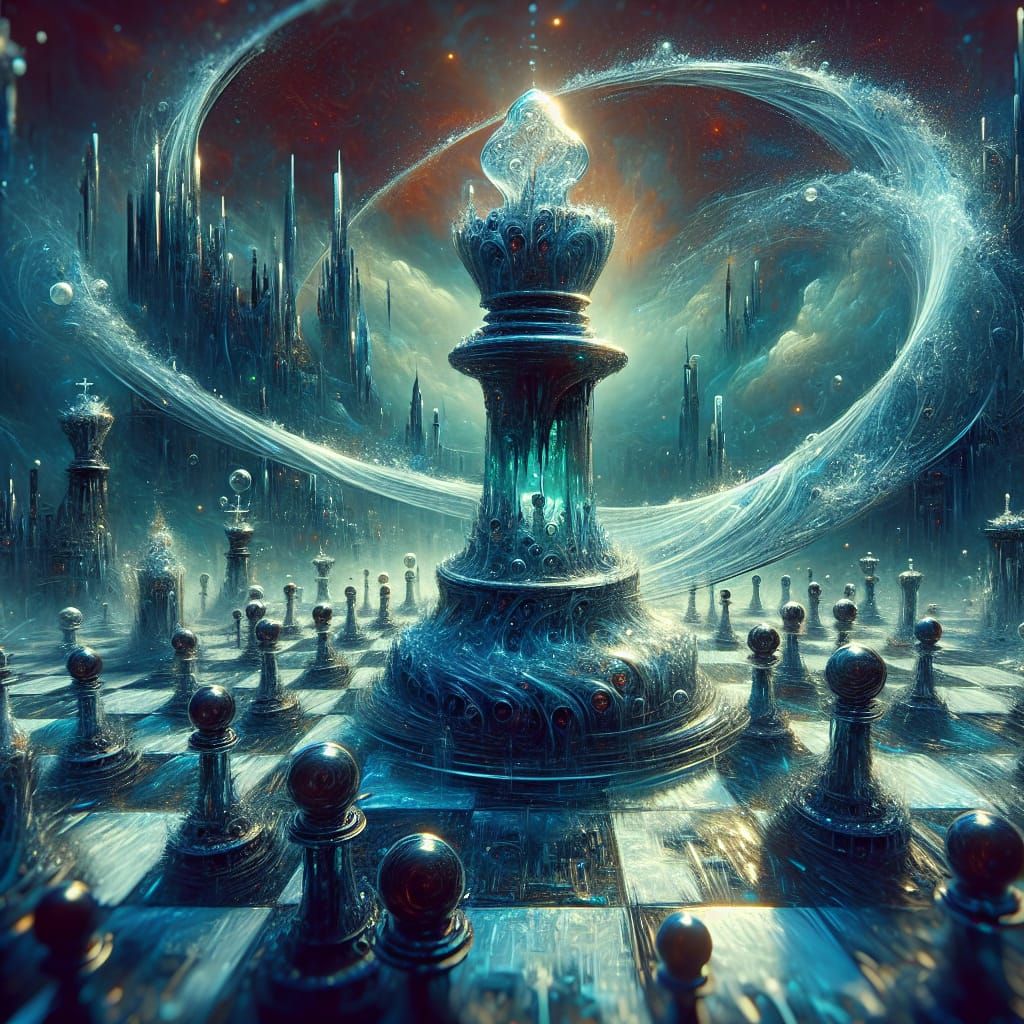 Giant Glass Chess Piece Macro Action Shot