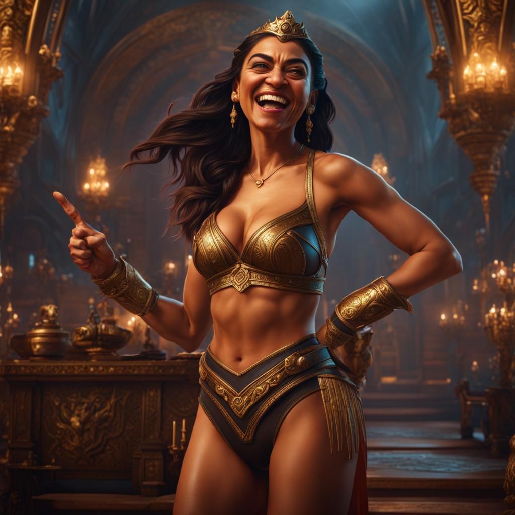 Detailed Fantasy Painting of a Laughing Woman