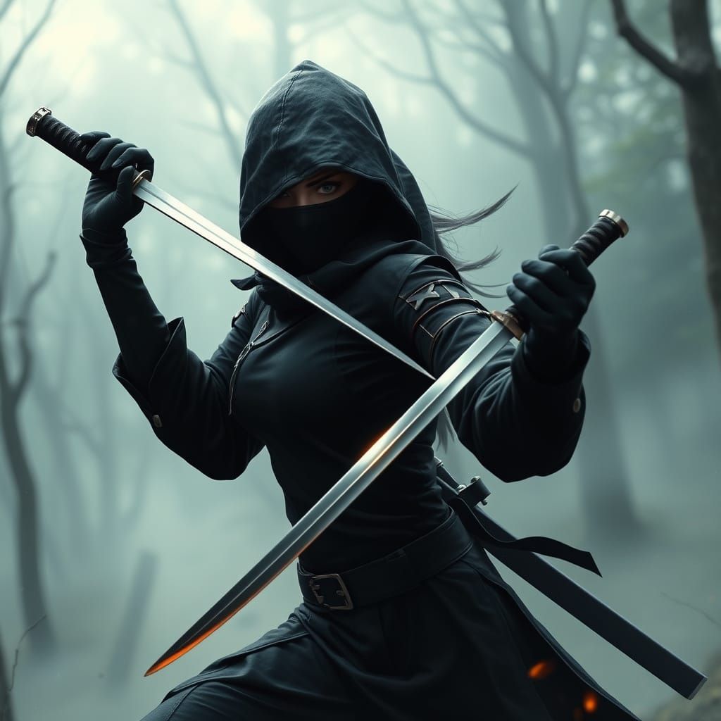 Ethereal Ninja Emerge from Misty Forest