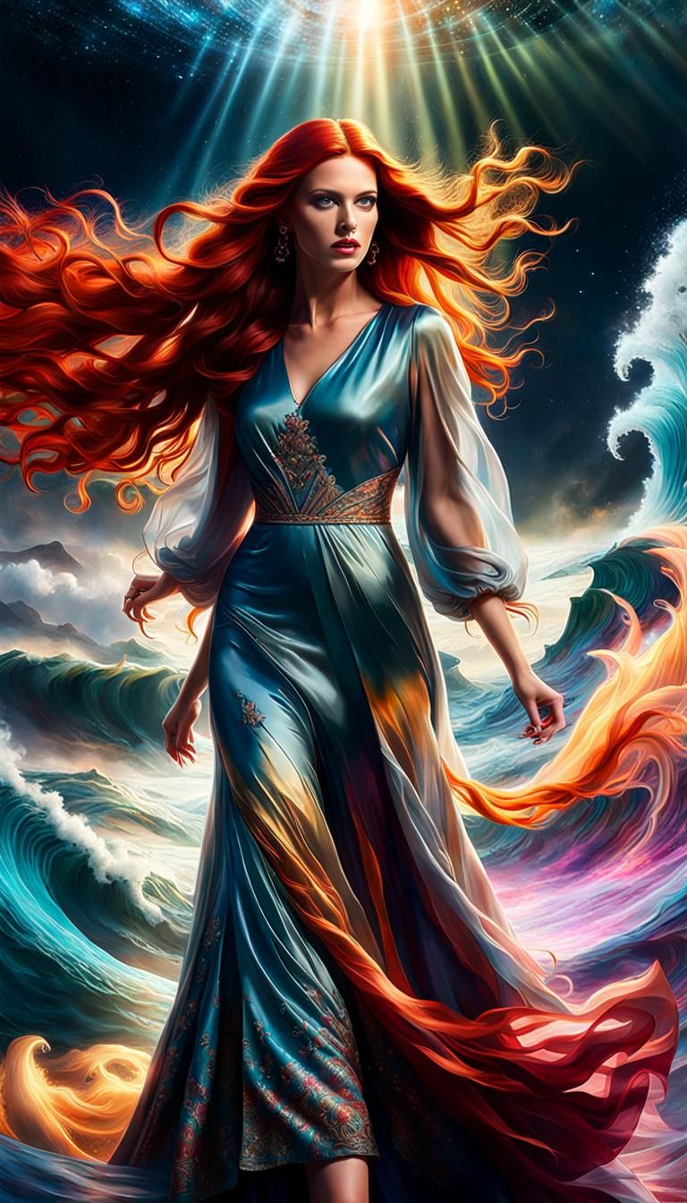 Cosmic Woman in Art Nouveau Digital Painting