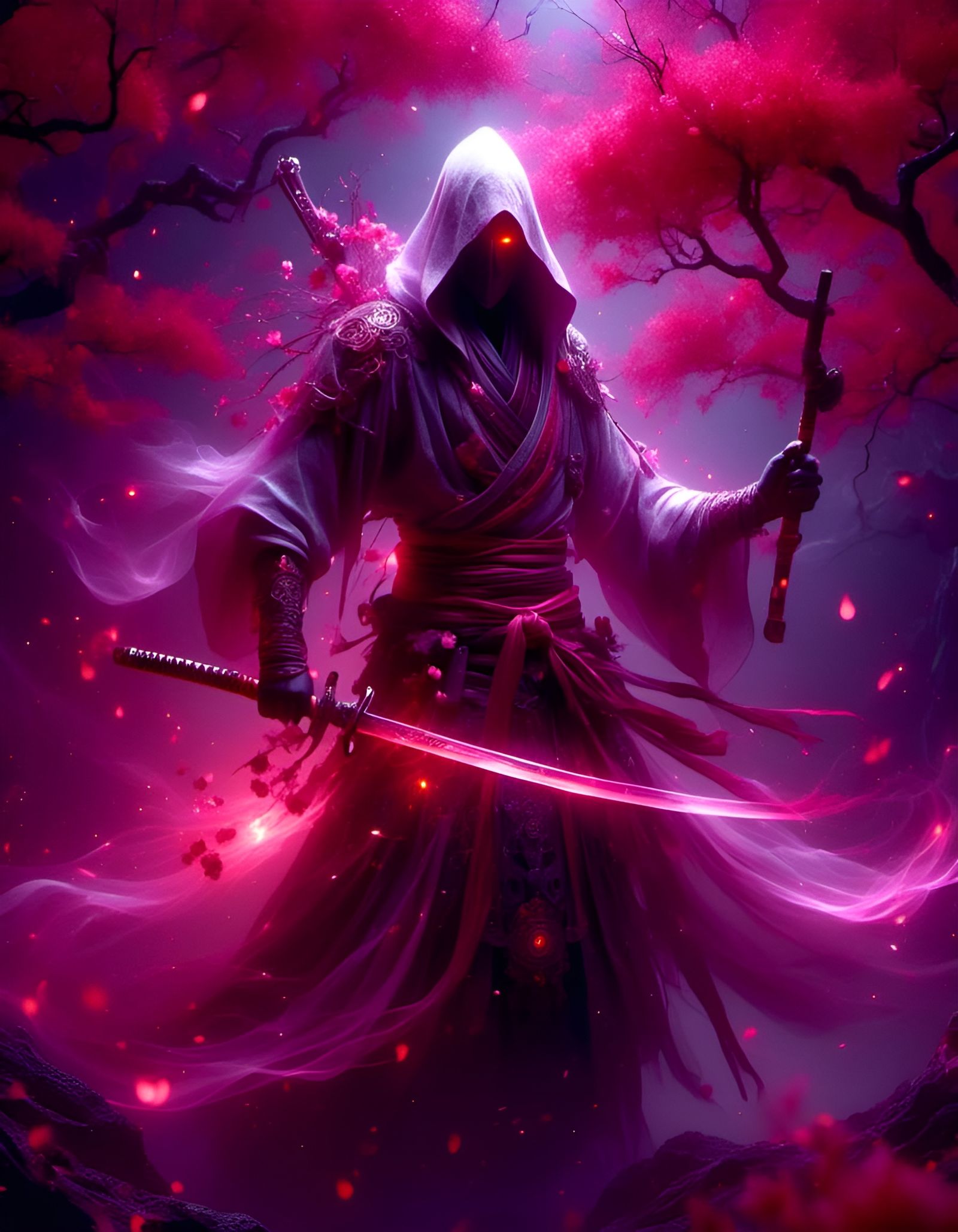 Ghostly Samurai Warrior with Katana in Dark Fantasy