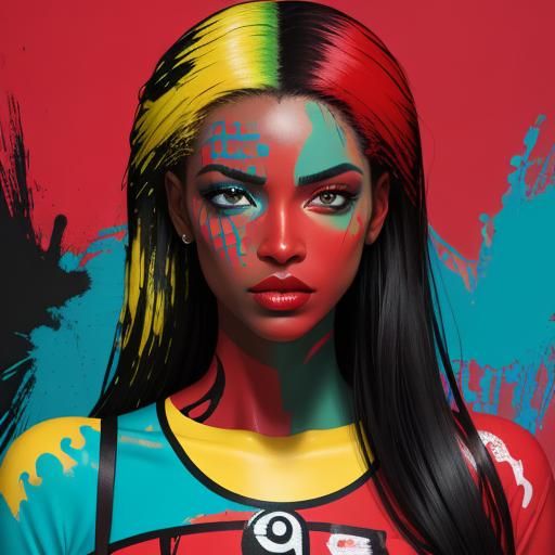 Graffiti Portrait of a Woman in Pop Art Style