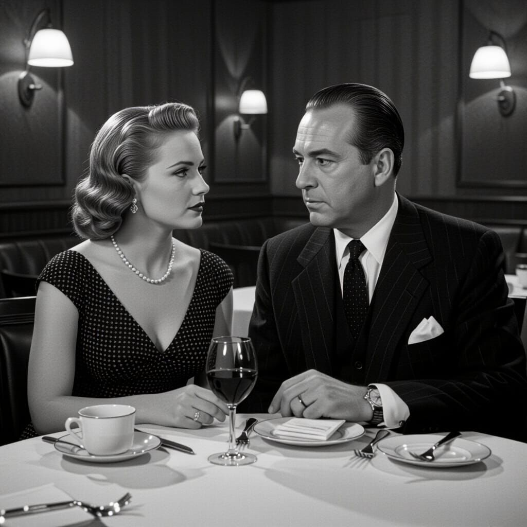 Nostalgic Film Still in the Style of Classic Cinema