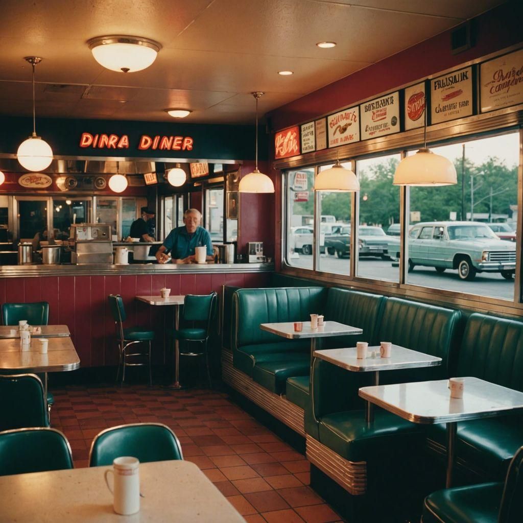 Diner Interior in Stephen Shore Style Photography