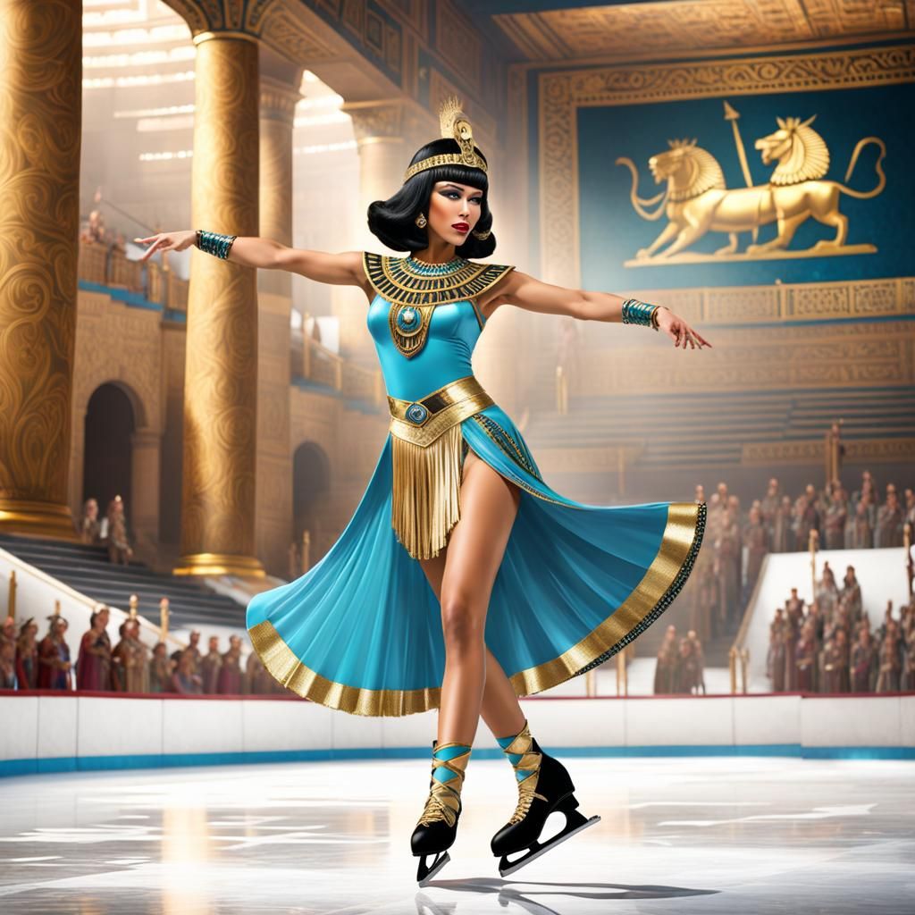 Cleopatra Ice Skating: A Regal Digital Masterpiece