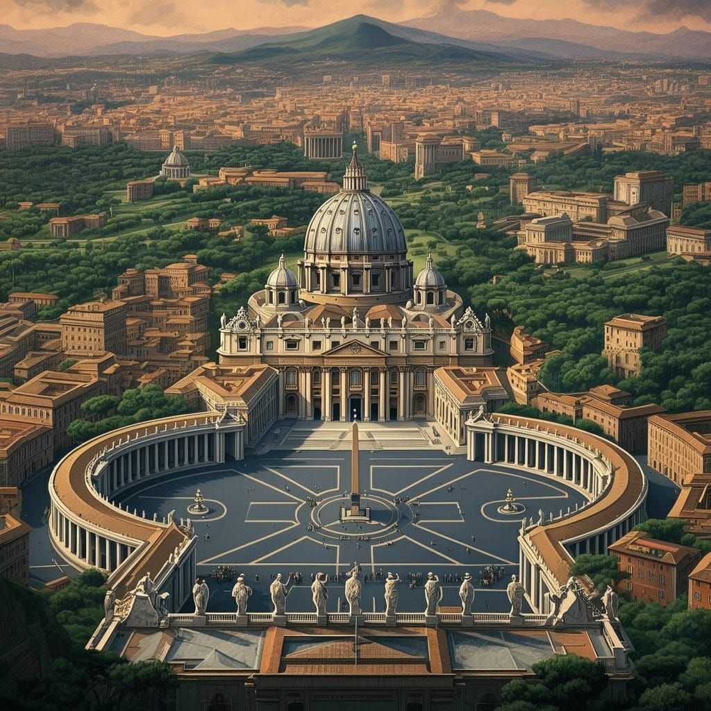 Vatican Cityscape with Contrasting Built Forms and Open Spac...