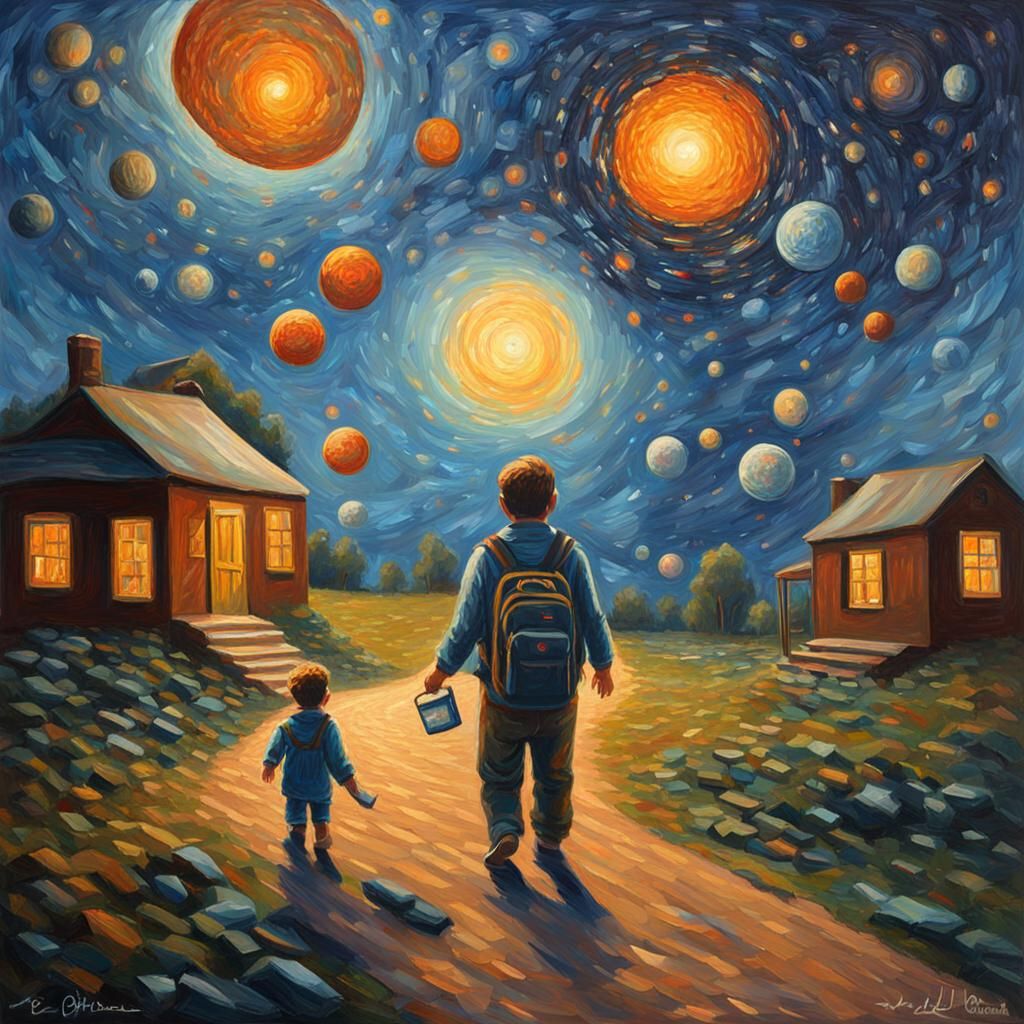 Celestial Navigation: Neo-Impressionist Painting of Unity