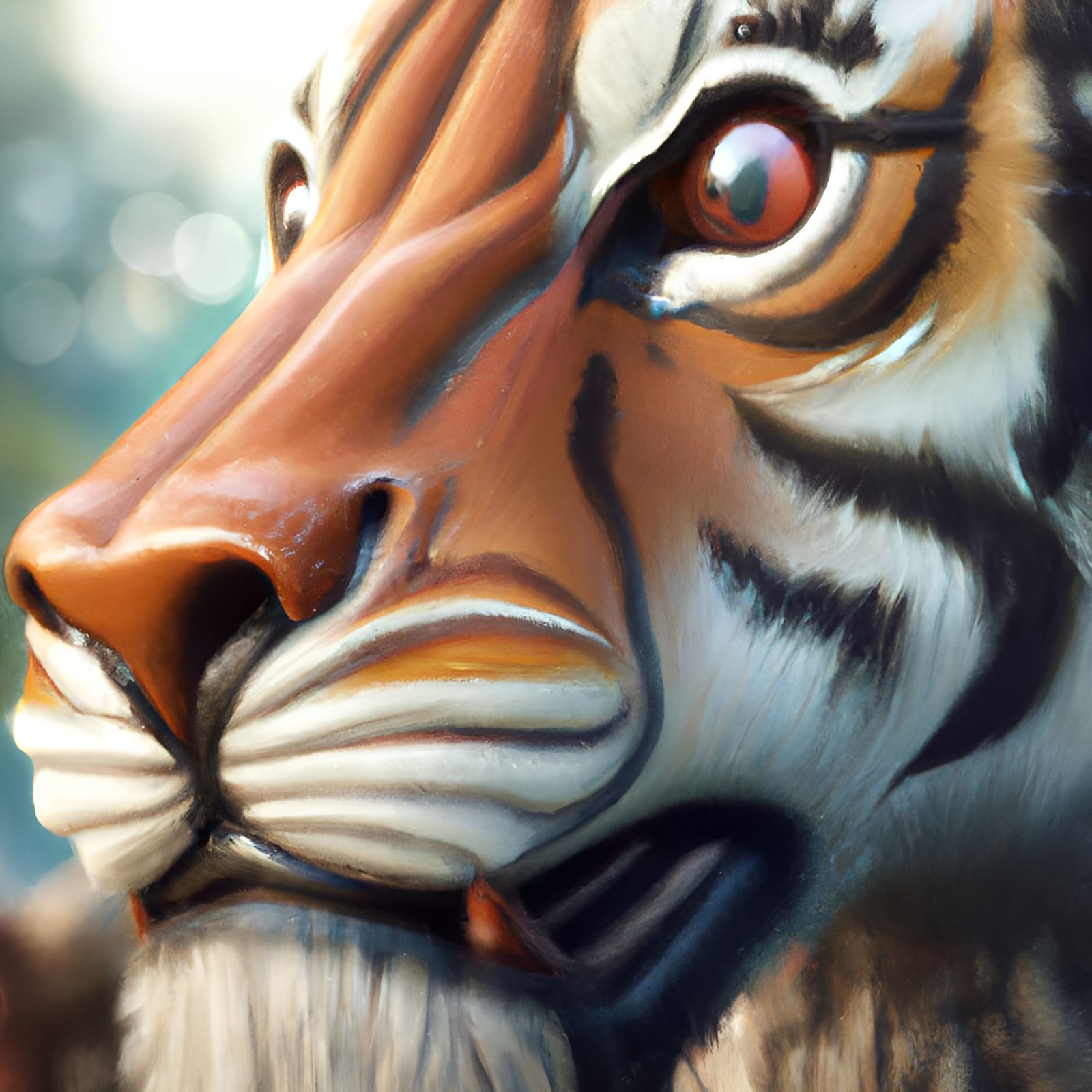 Handsome Tiger Close-up: 3D Rendered Concept Art