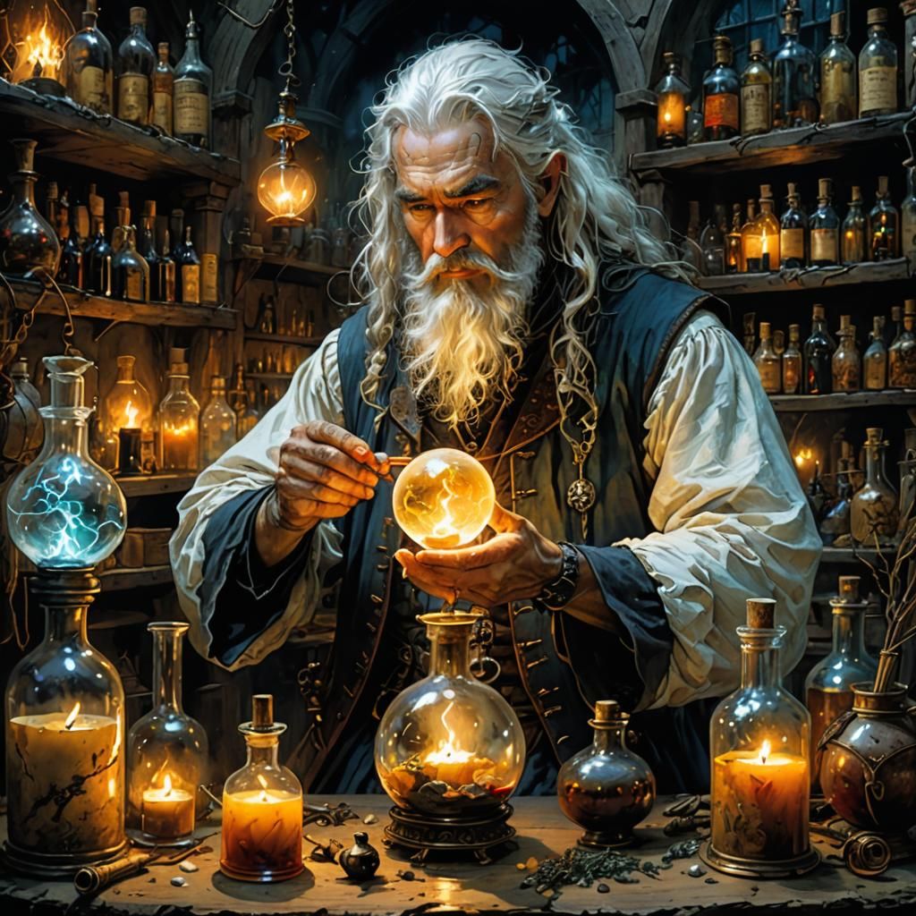 Medieval Alchemist Wizard in Anime Style