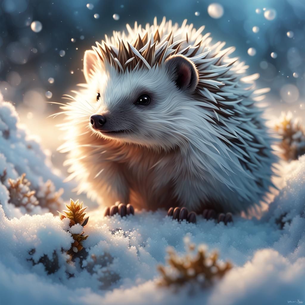 Icy Hedgehog with Frost Energy, Digital Painting