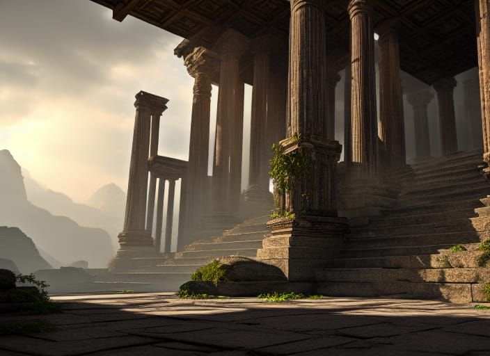 Photorealistic Ancient Sanctuary Concept Art