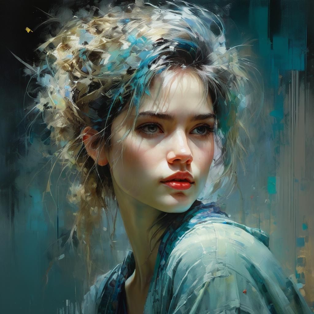 Beautiful Woman Portrait in Pastel Art Style