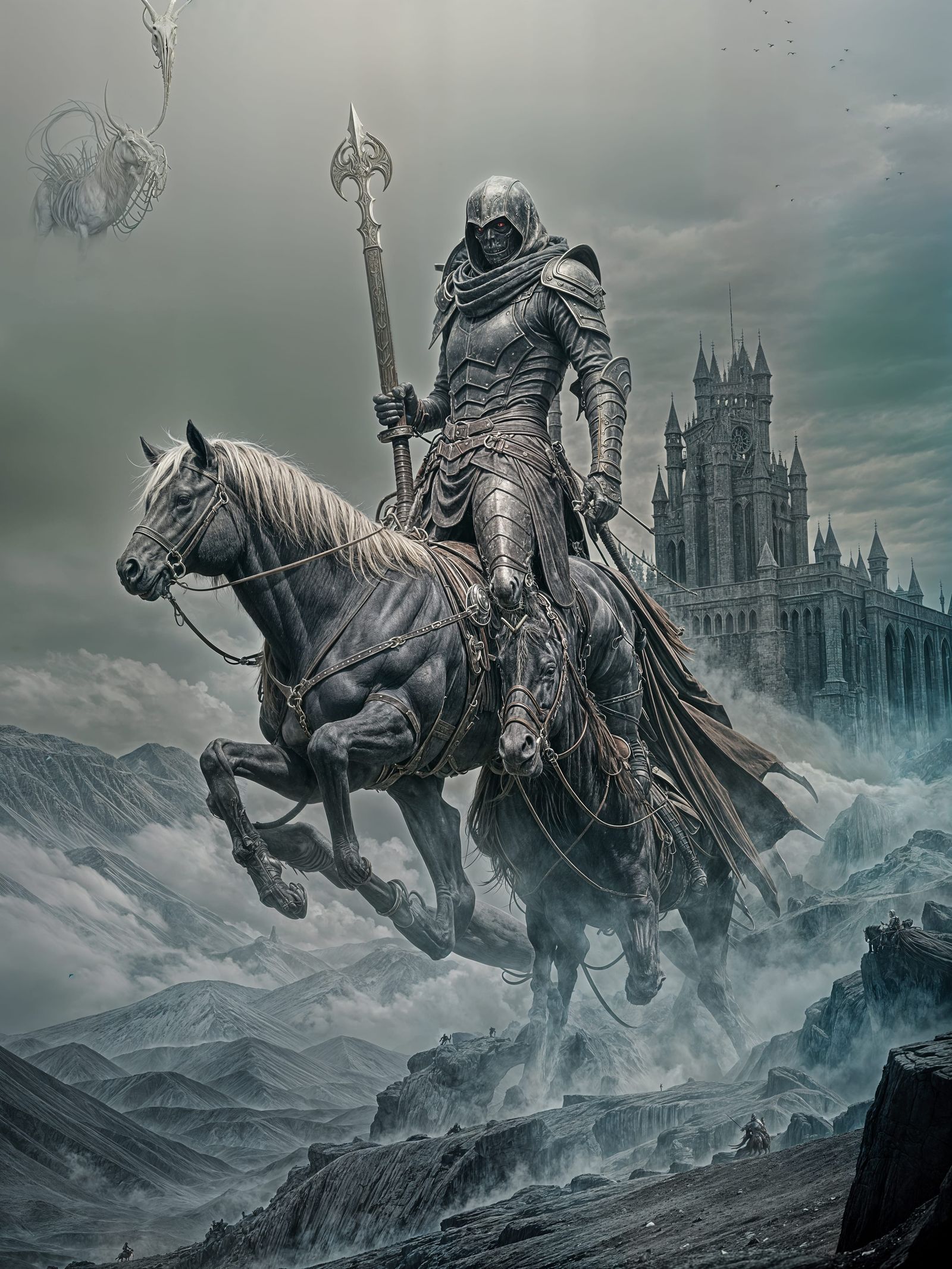 Dark Fantasy Horse Rider in Pale Death