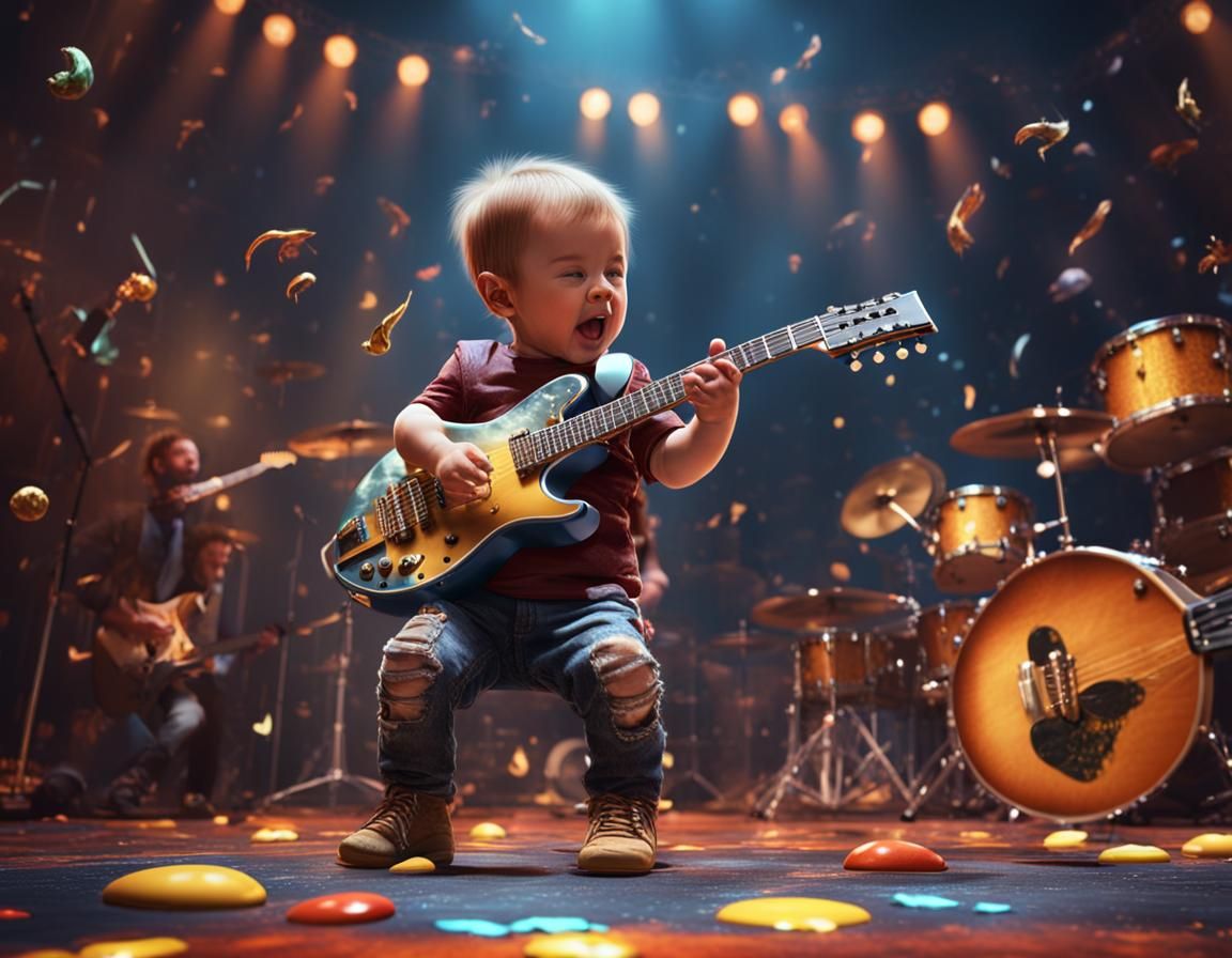 Babies Rocking Out On Stage: Photorealistic Art