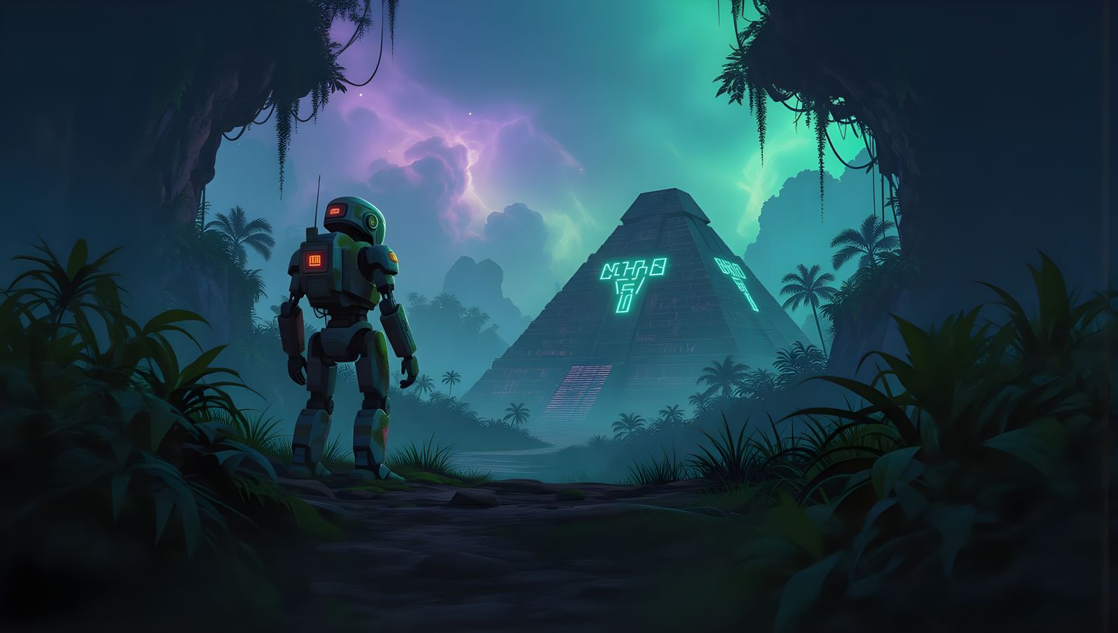 Explorer Robot at Alien Jungle Edge