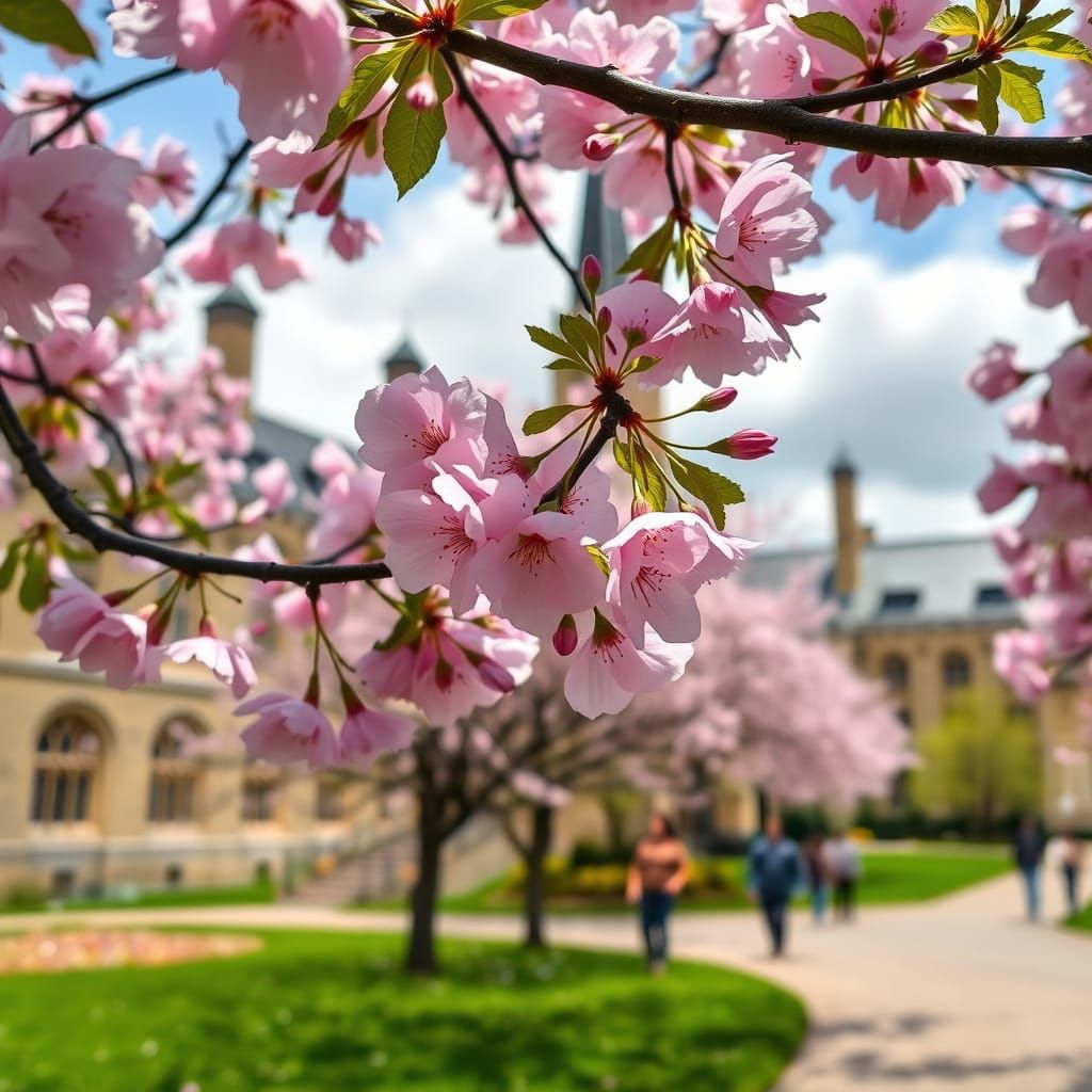 Cherry Blossoms Bloom in Regal University Setting