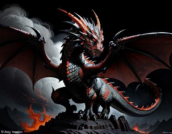 Fiery Dragon in Dynamic Fantasy Art Style