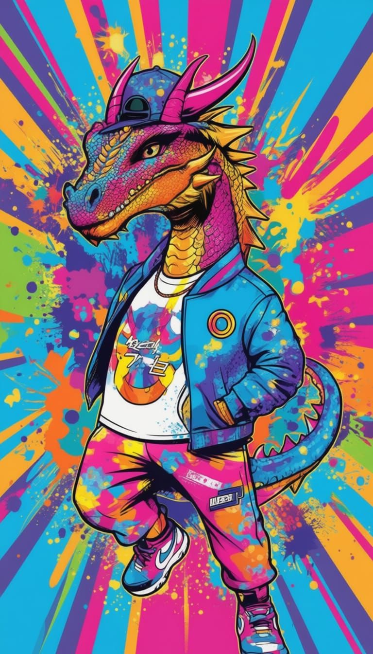 Funky Fresh Dragon in Pop Art Style