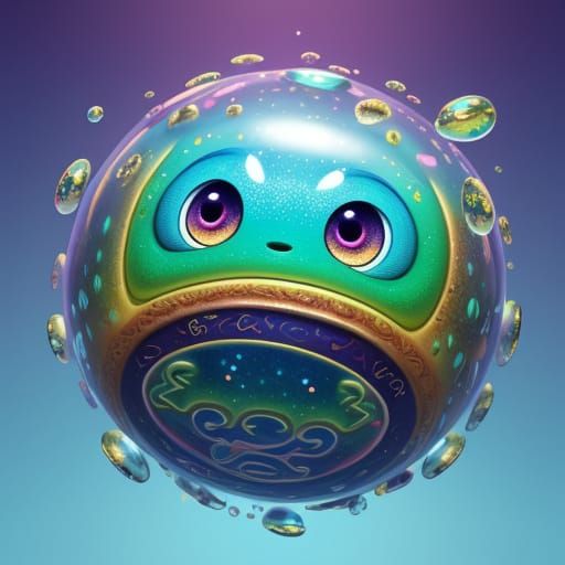 Vibrant Impasto Creature with Magical Orbs