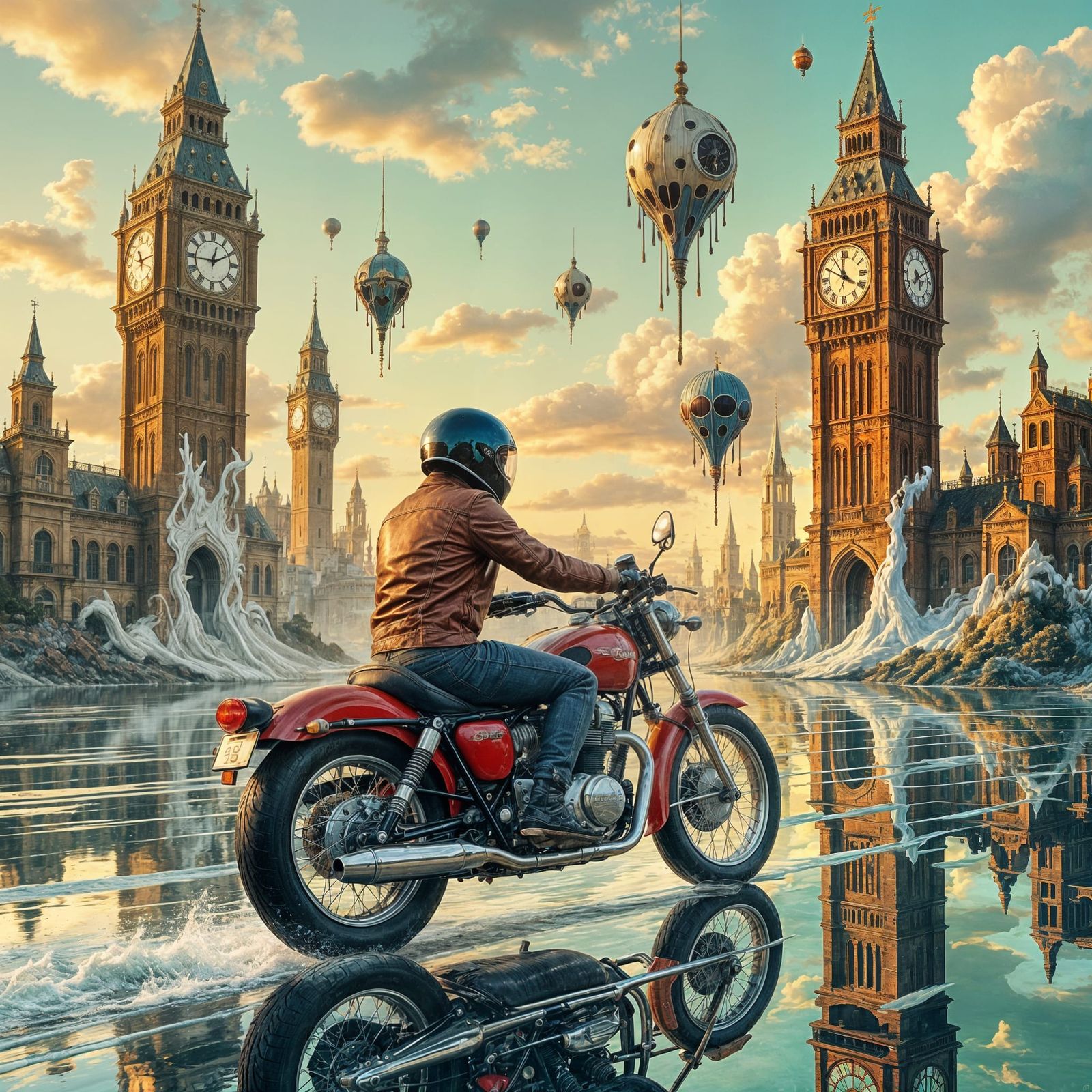 Motorbike in a surreal dreamscape