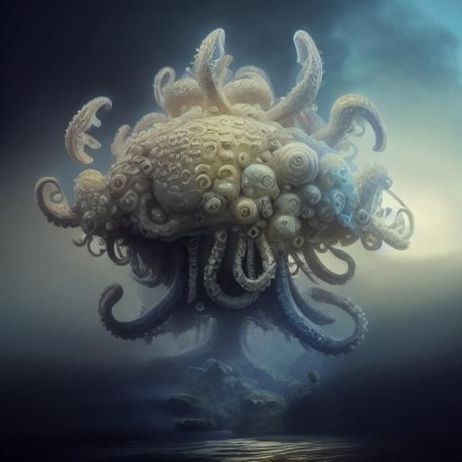 Complex Fractal 3D Sculpture in Surreal Style