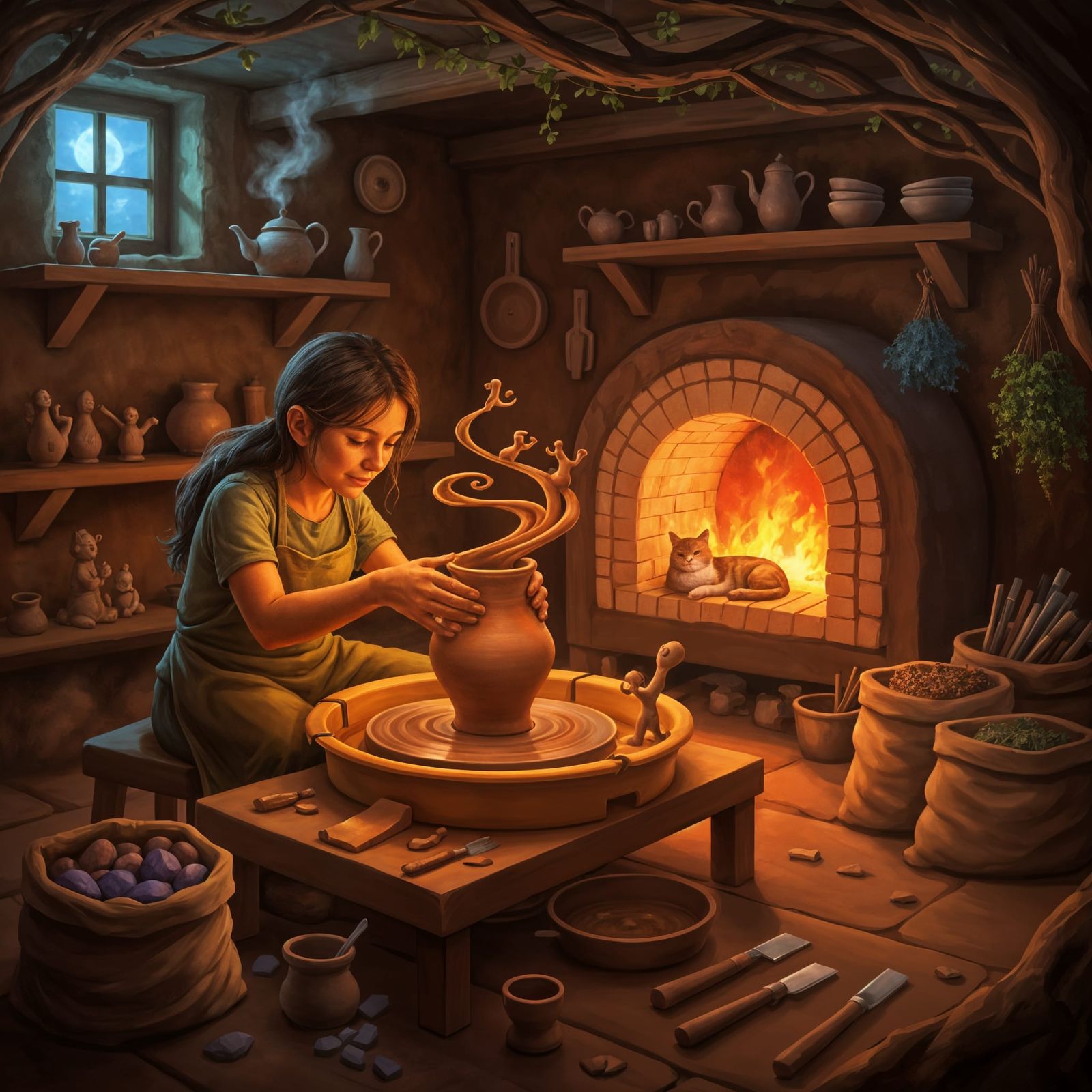 Enchanted Potter Gnome Studio Painting