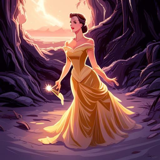 Belle in Gold Gown: 1940s Pin-Up Art