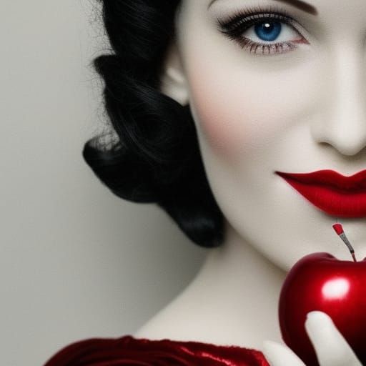 Snow White Portrait with Apple, Detailed 8K Art