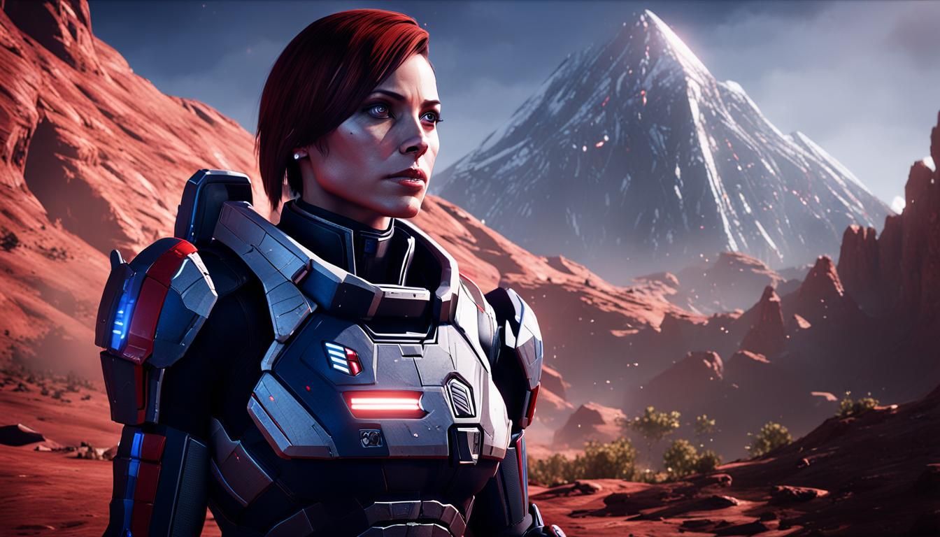 Commander Shepard in 3D Game Cinematic Style