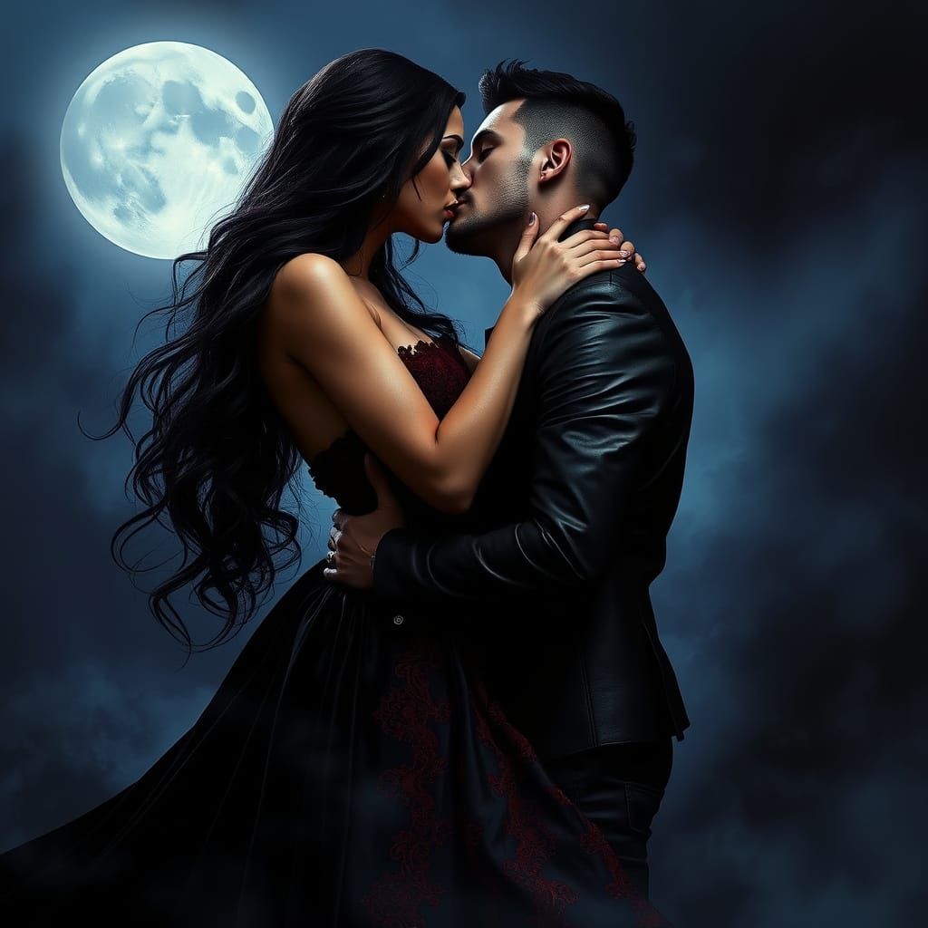 Dark Energetic Embrace in Ethereal Glow