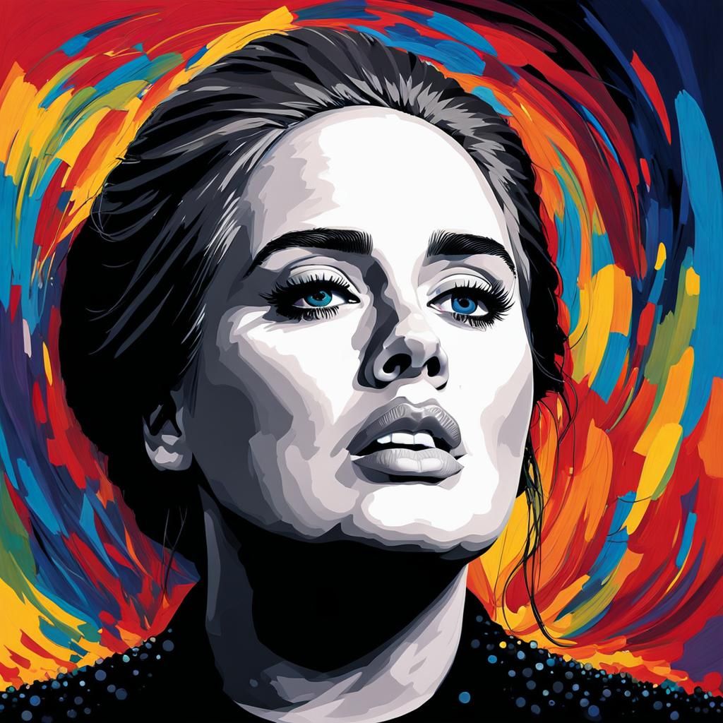 Adele Portrait: Soulful Impasto Art