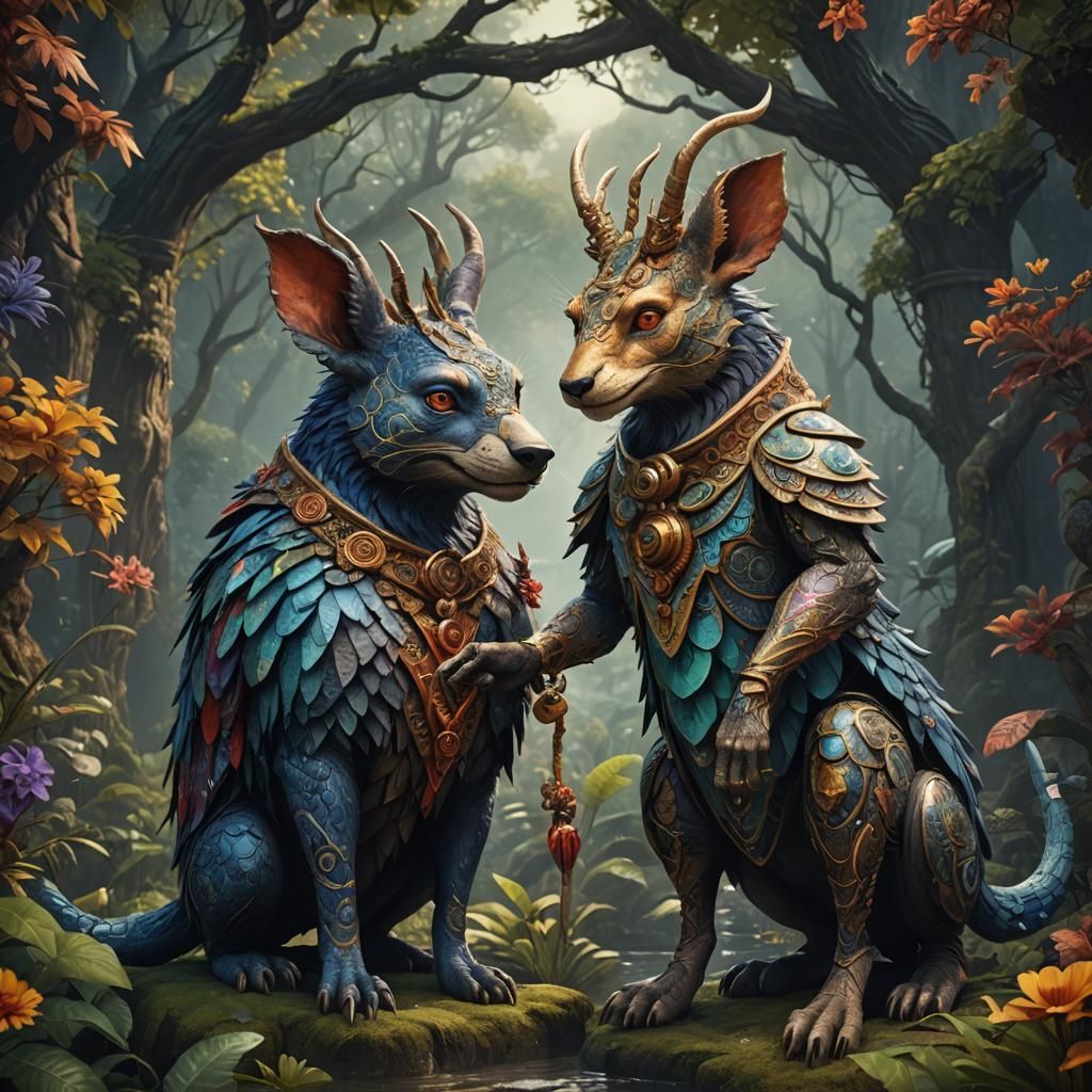 Anthropomorphic Animals in Love: Fantasy Concept Art