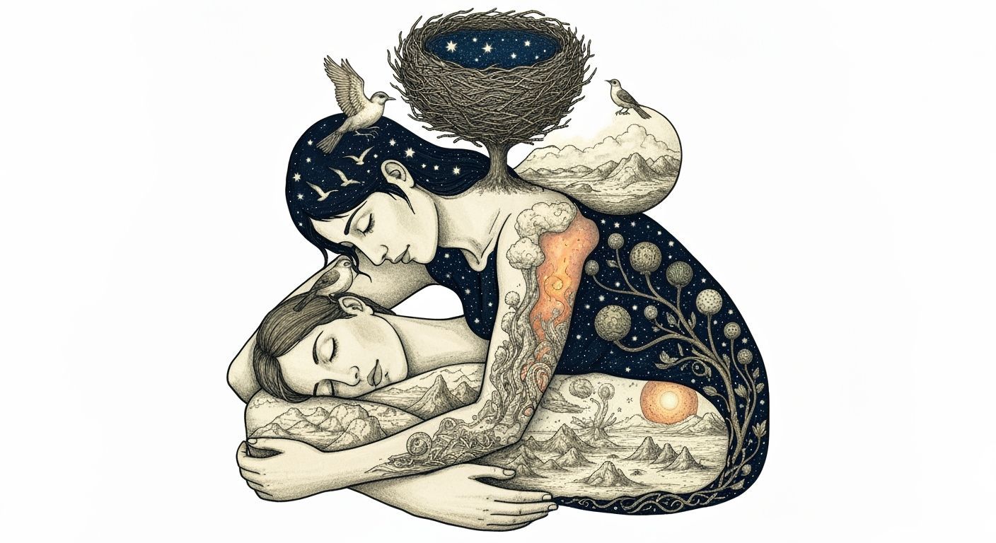 Dreamlike Concept Art: Woman Intertwined with Nature