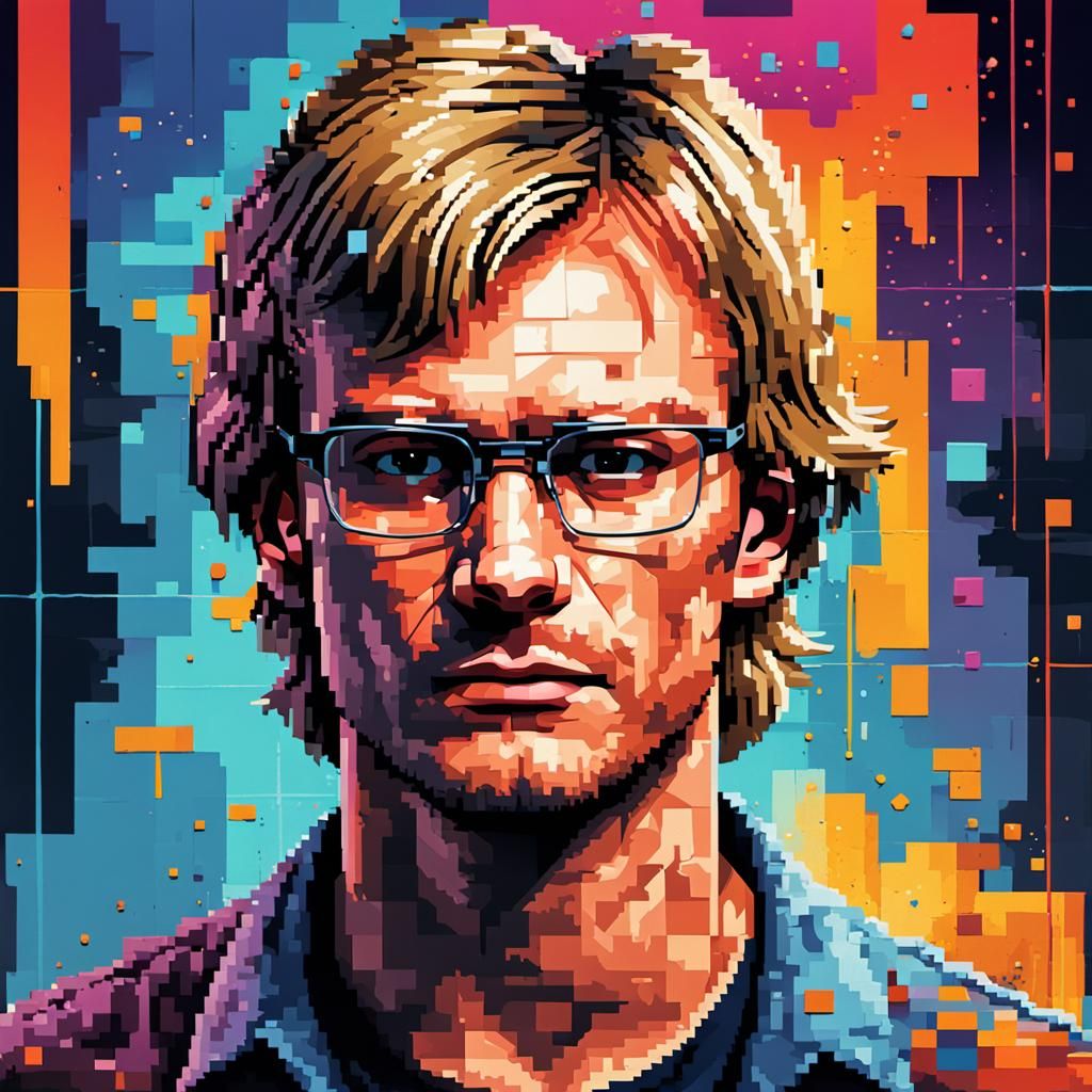 Pixelated Hyperrealistic Jeffrey Dahmer Video Game Portrait