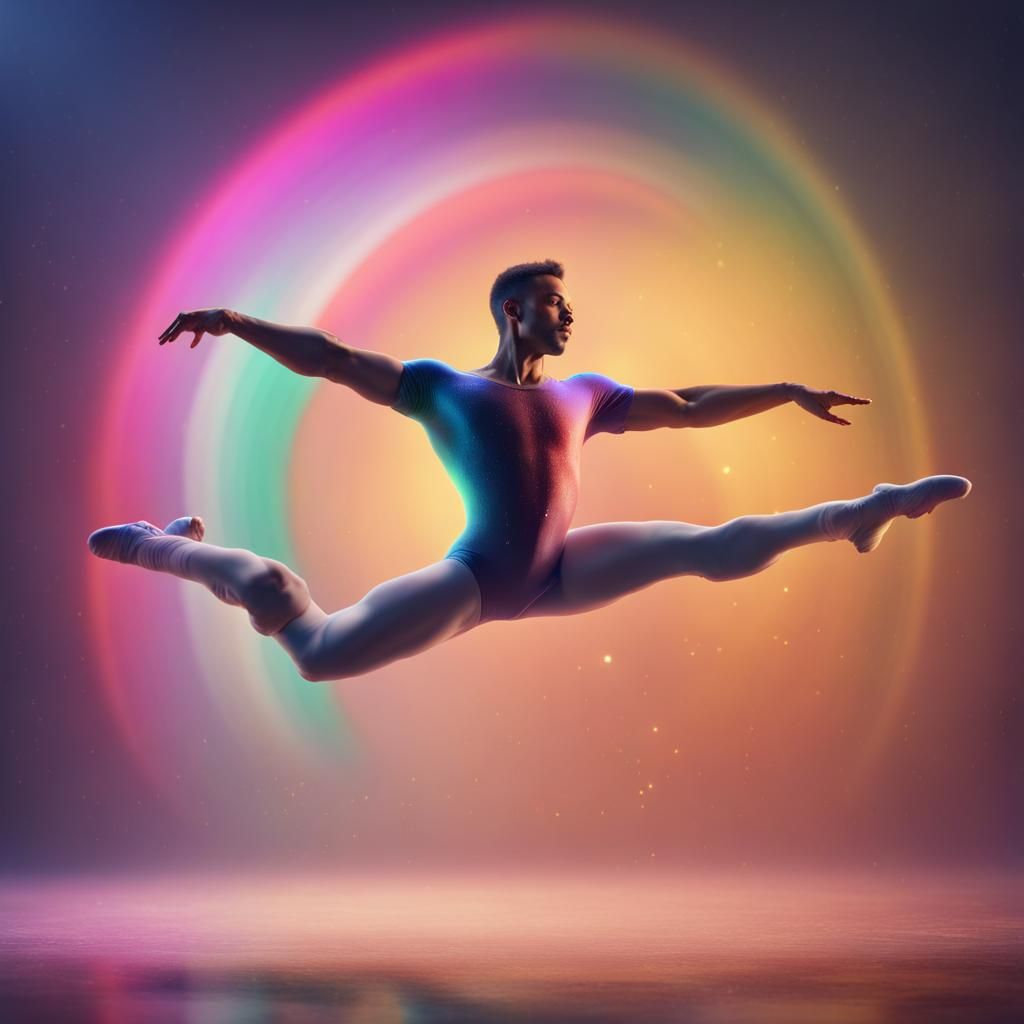 Rainbow Ballet Dancer: Detailed Fantasy Concept Art