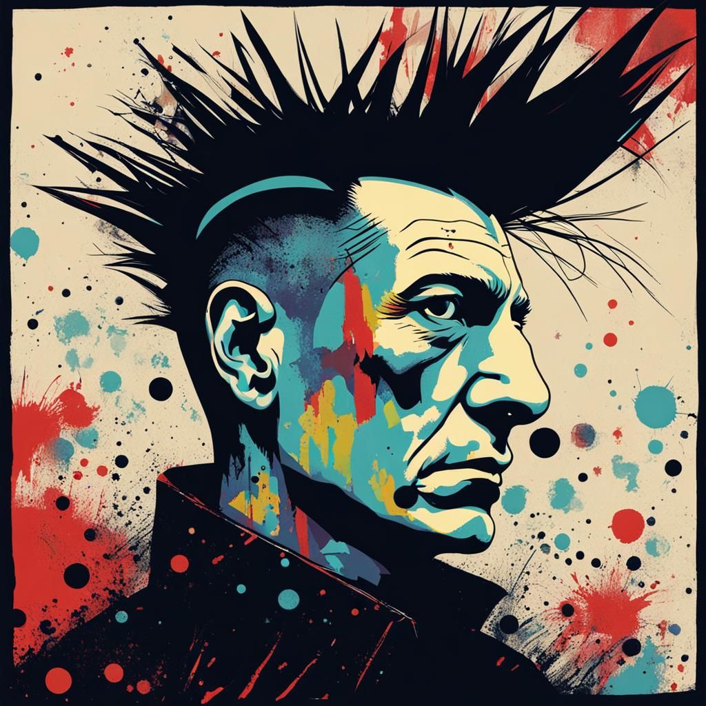 Punk Rock Snape with a Mohawk in Abstract Style