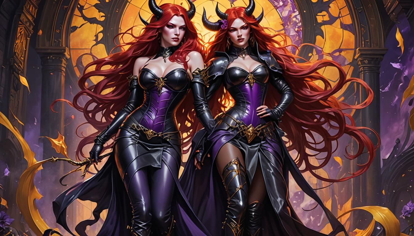 Dramatic Demoness in Dark Fantasy Style