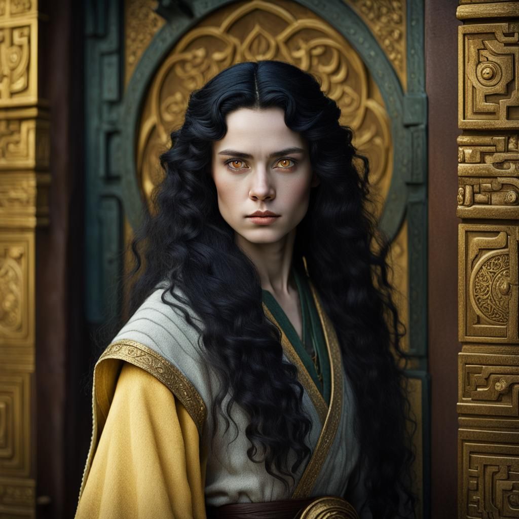 Elven Woman Portrait in Jedi Temple Doorway