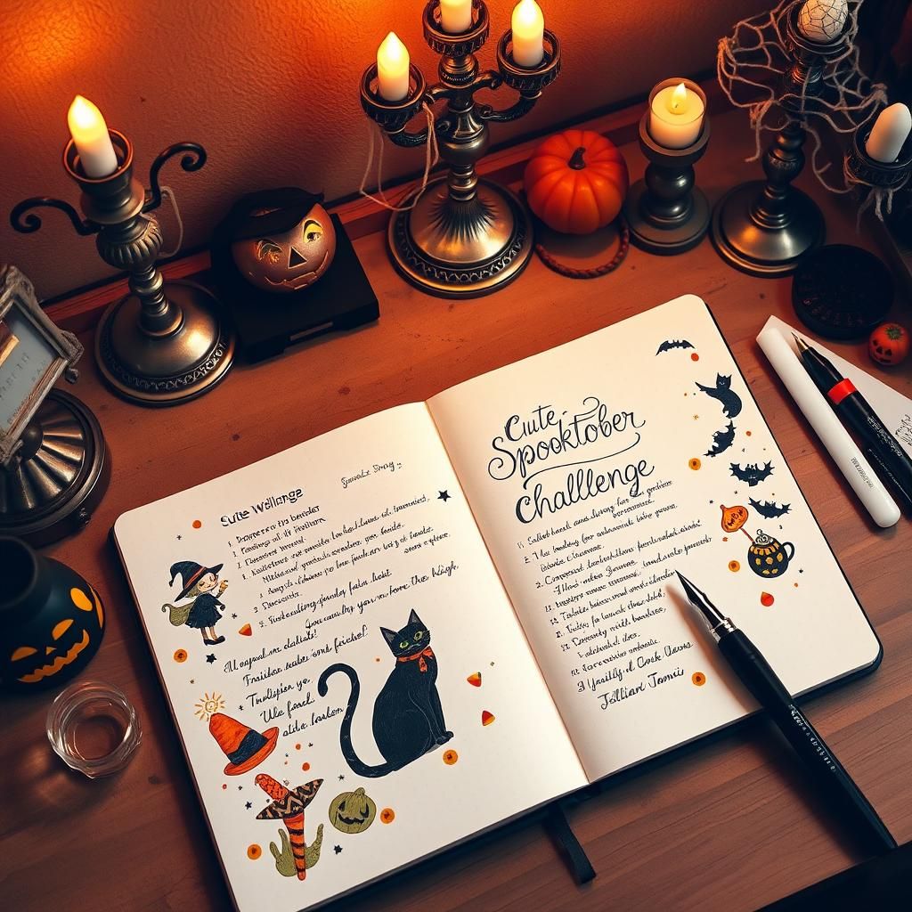 Eerie Spooktober Stationery Still Life with Golden Light