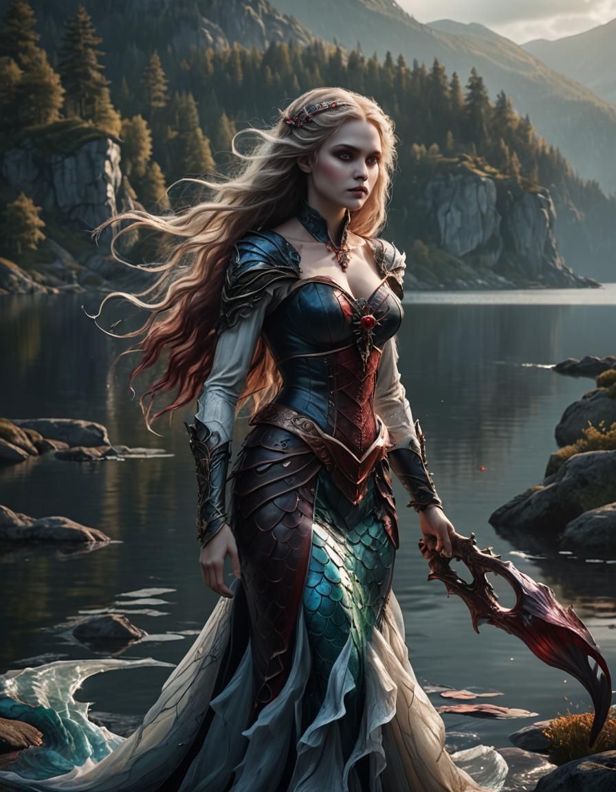 Vampire Mermaid Goddess in Fantasy Art Style