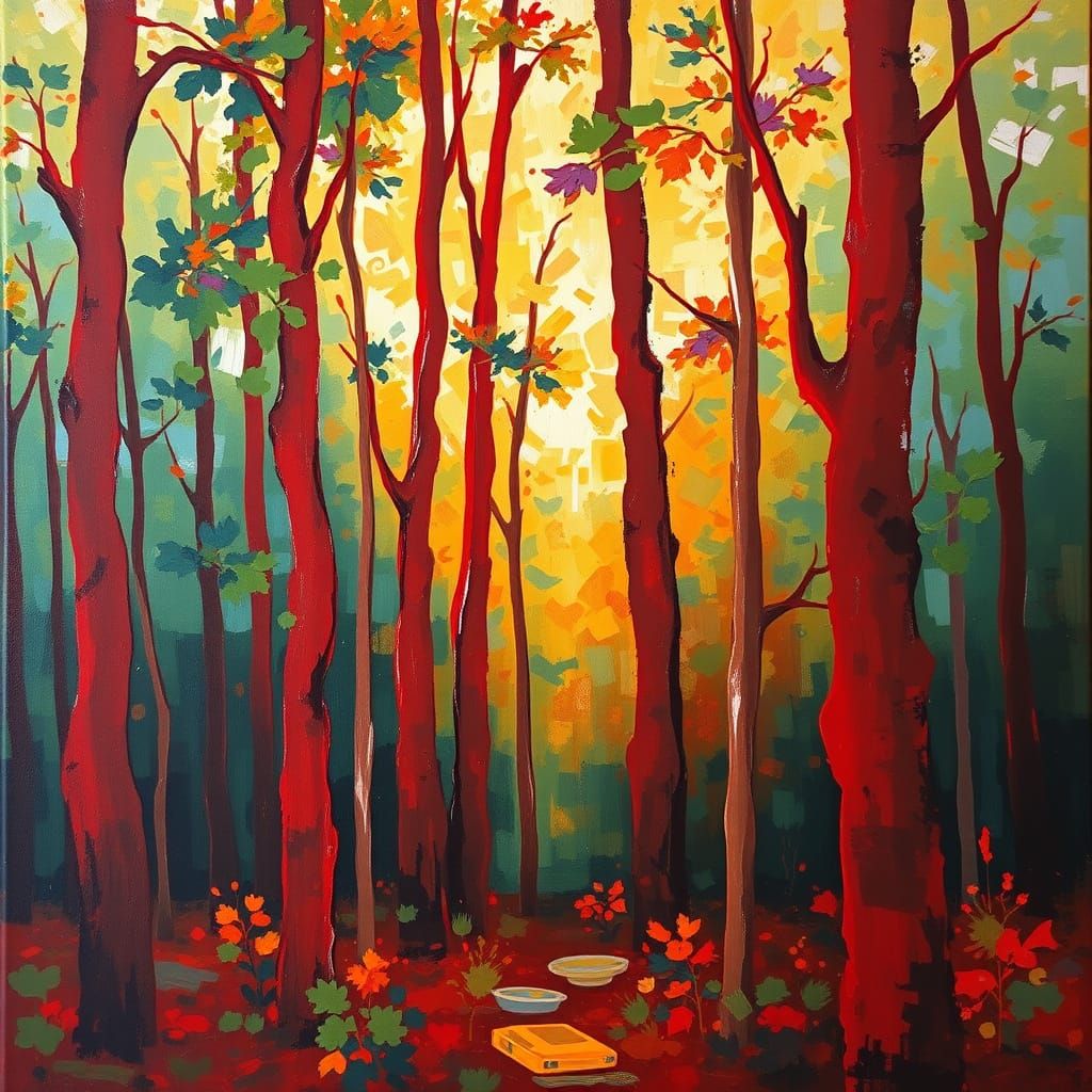 Fiery Forest: An Expressionist Oil Painting